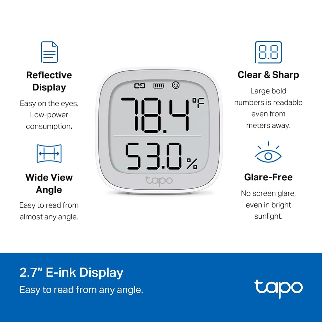Tapo Smart Temperature & Humidity Monitor, Hub Required, Tapo T315 – alternate view