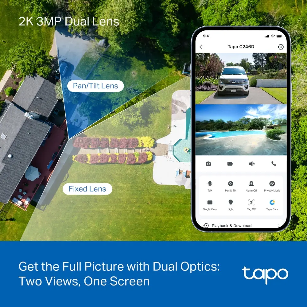 Tapo 2K Dual Lens Pan/Tilt Indoor/Outdoor Security Camera, Tapo C246D HybridCam Duo 2-Pack – alternate view