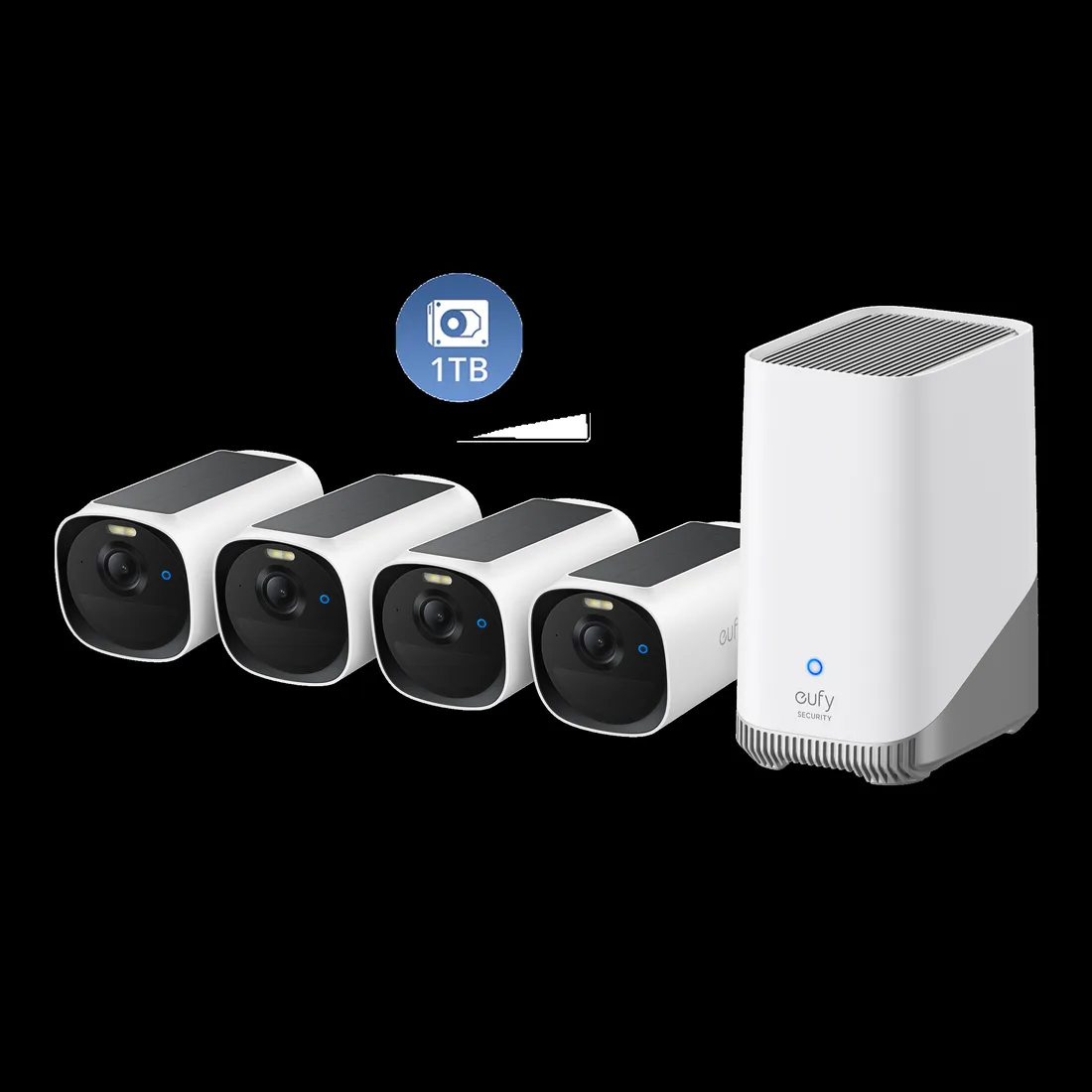 eufy eufyCam E40 4-Cam Kit (HomeBase™ S380) + 1 TB Hard Drive – smart home security device