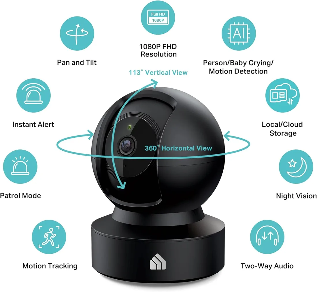 Tapo Smart Indoor Pan-Tilt Home Security Camera Black, Kasa EC71 – alternate view