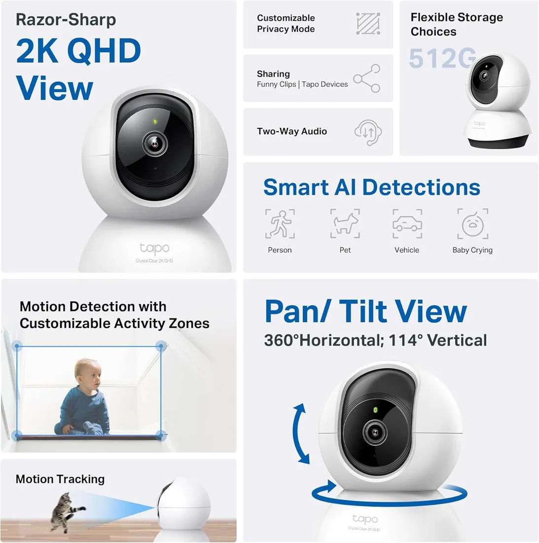 Tapo Pan/Tilt 2K QHD Indoor Security Camera, Tapo C220 – alternate view