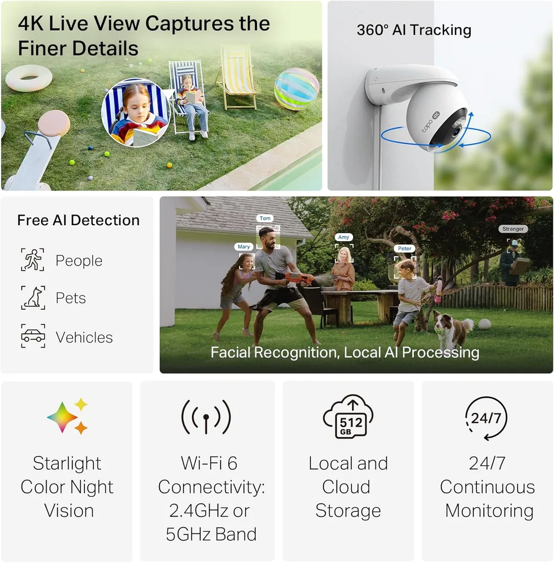 Tapo 4K Pan/Tilt Wired Outdoor Security Camera, Tapo C560WS – alternate view