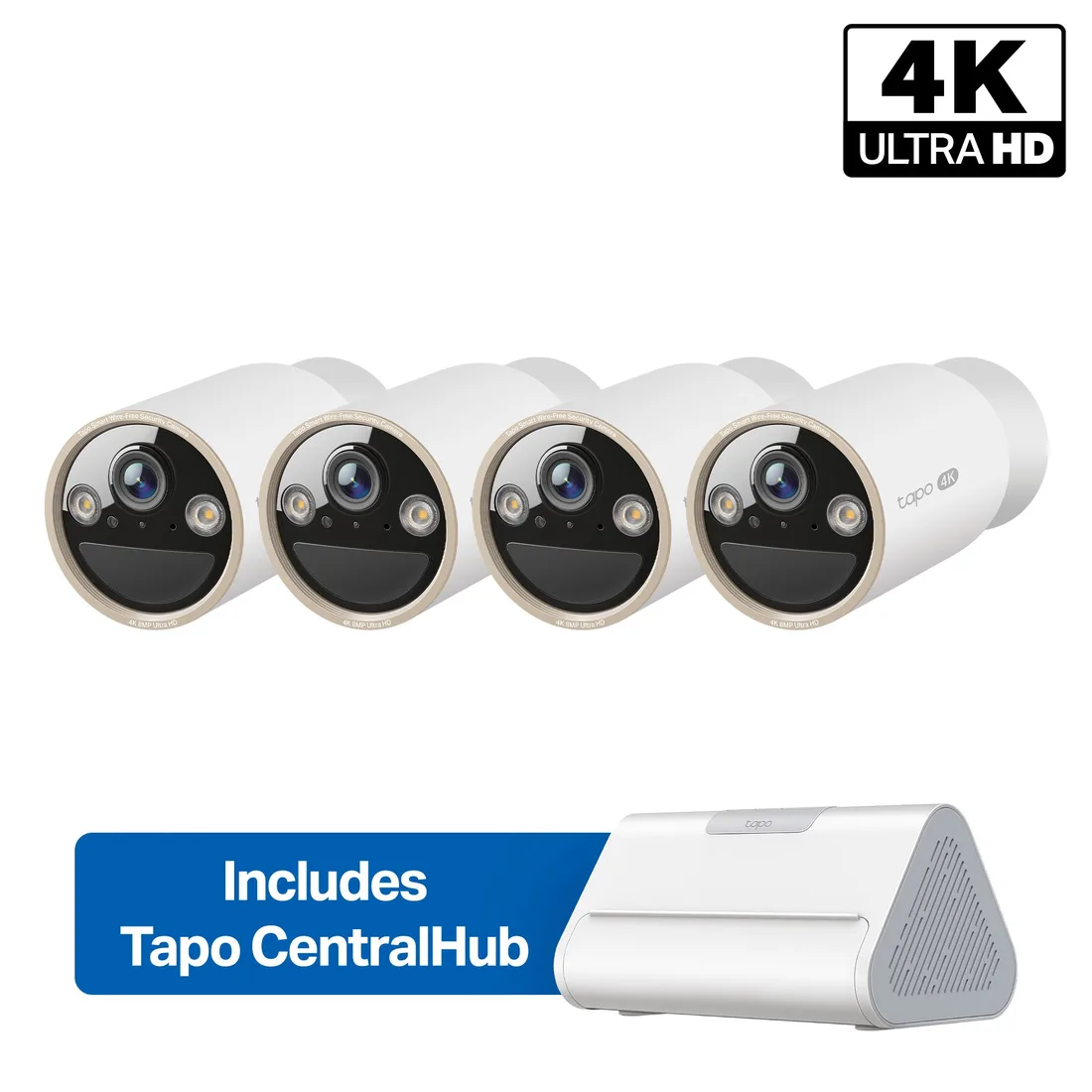 Tapo MagCam 4K Wireless Outdoor Camera 4-Pack + Smart Hub Bundle – smart home security device