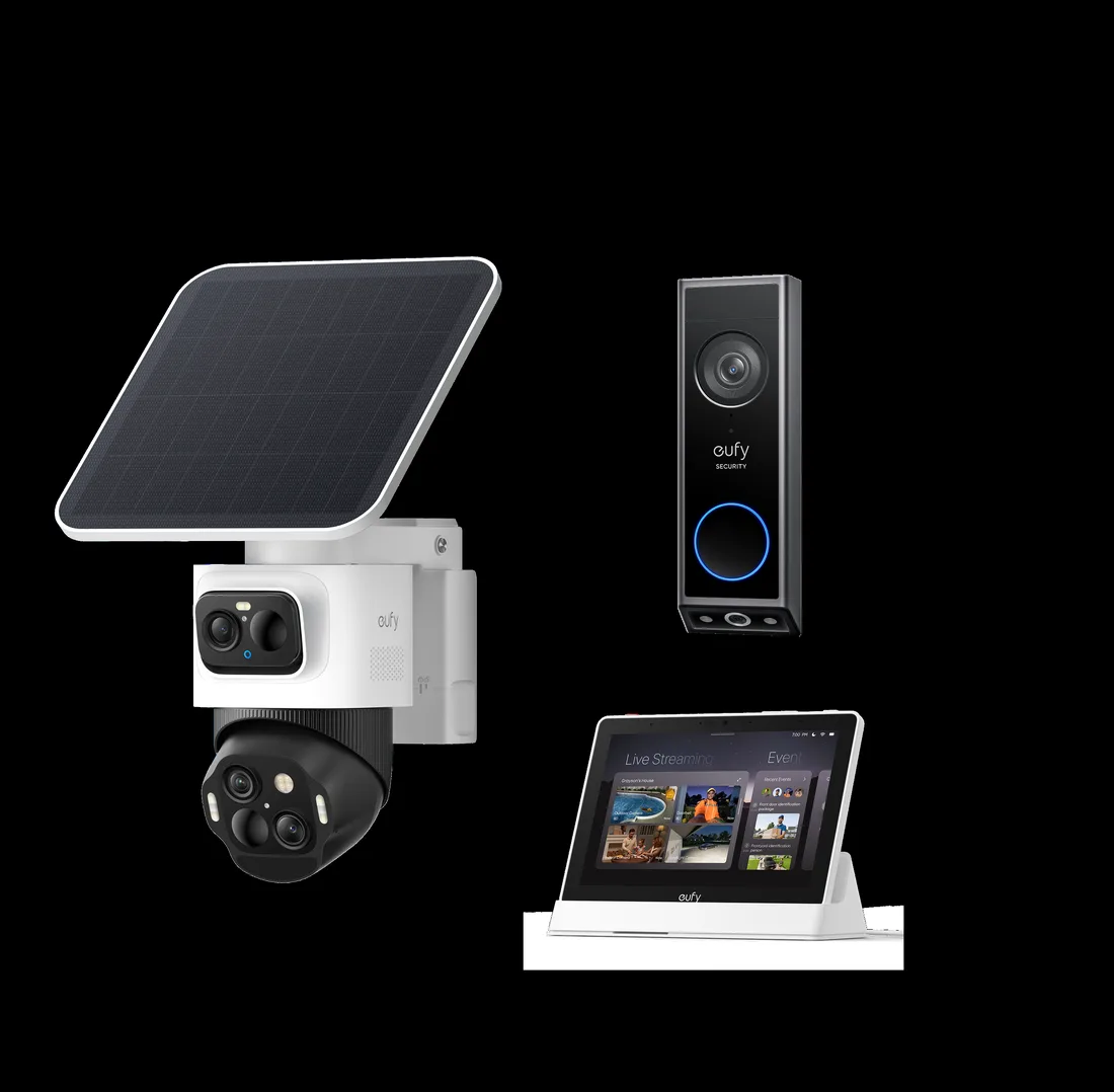 eufy eufyCam S4 +Smart Display E10 + Video Doorbell E340 – smart home security device